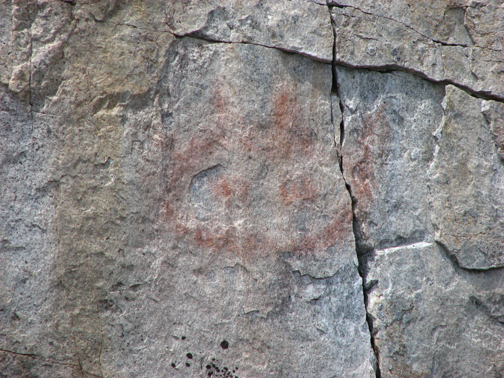 Another picto from Granite Point, characteristically faint at this site. This one suggests a feline face?
